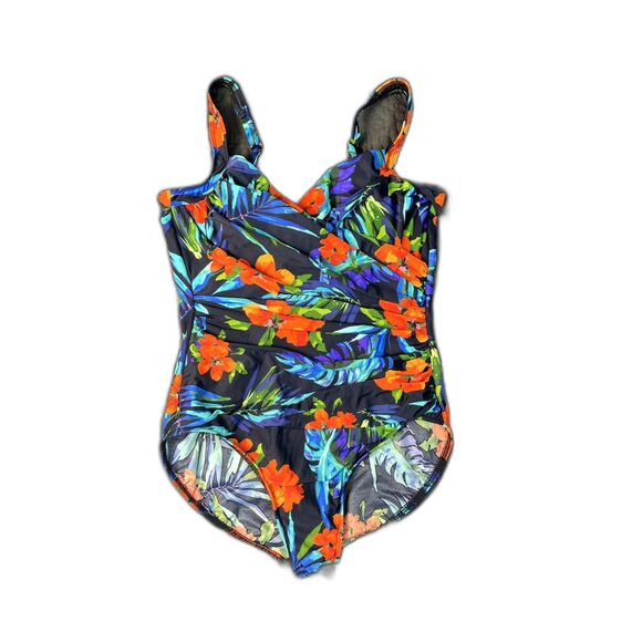 Miraclesuit Tropical Sunset Hidden Treasure 1pc T-Control Swimsuit SZ8:Pre-Owned - Picture 3 of 8